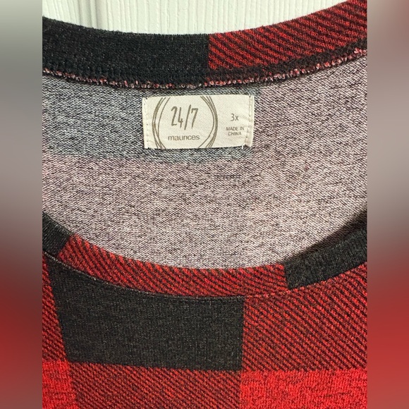 Maurices Buffalo Plaid/Polka Dot Color Block Long Sleeve Top Size 3X - Picture 3 of 5